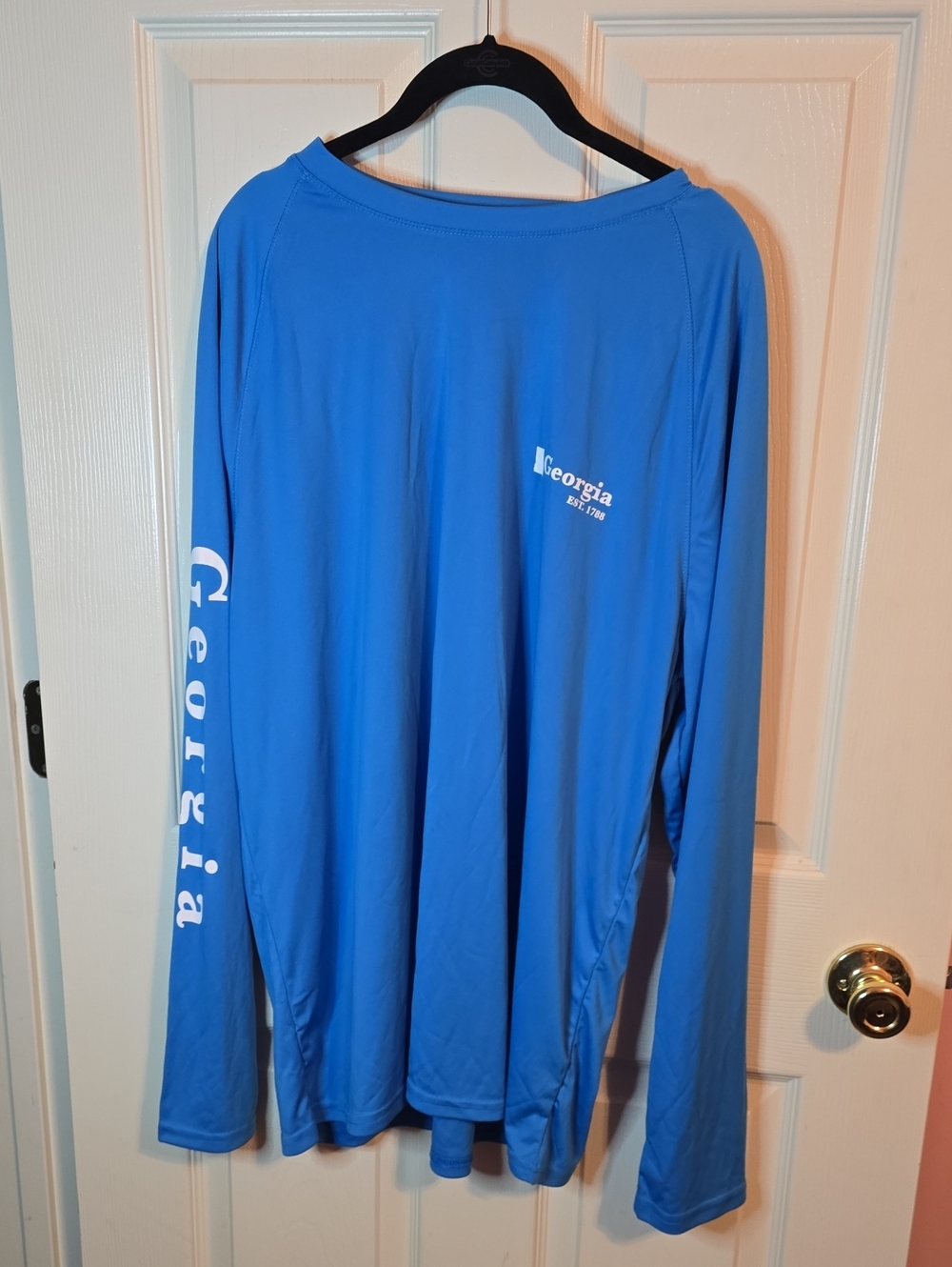 State of Mind Long Sleeve Tee in Bright Blue with White Print